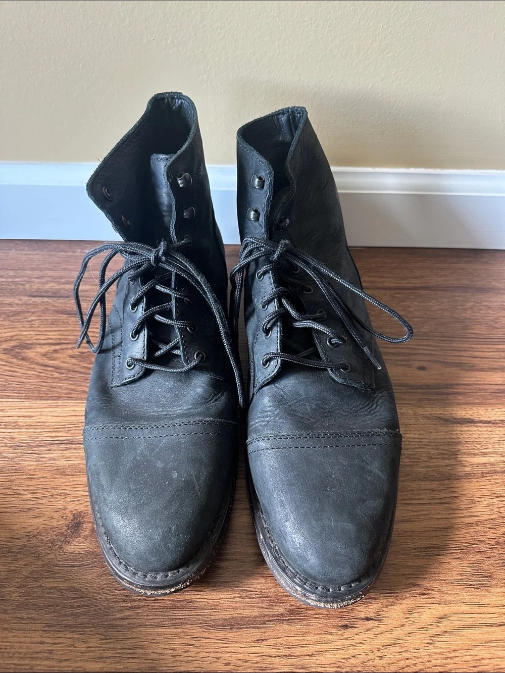 Thursday Boot Co Mens Captain Lace Up Boots Black Matte Leather 10.5